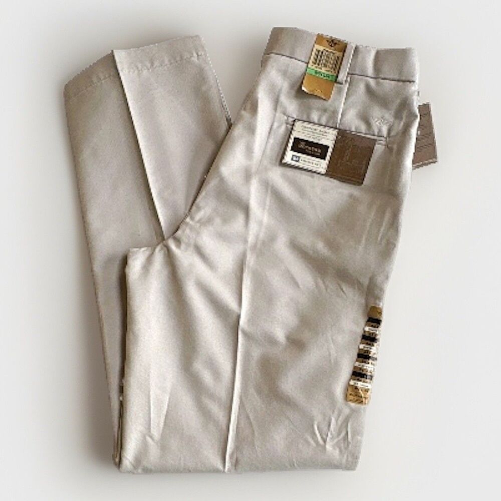 Dockers Premium Mens Beige Khaki Pants Relaxed Flat Front Straight 34x34